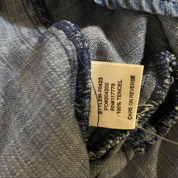 Love Stitch Denim Long Sleeve Dress with Pockets | Blue | Small - Picture 5 of 7